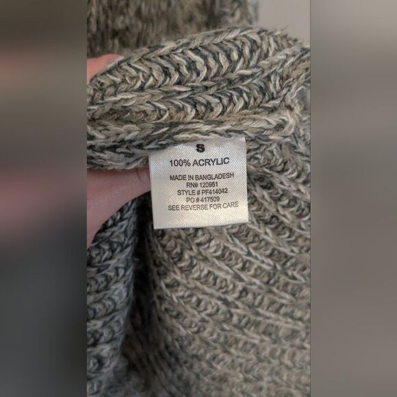 Pink Rose Womens Cardigan Small Vintage Retro Grey Chunky Knit Grandpa Sweater - Picture 5 of 6